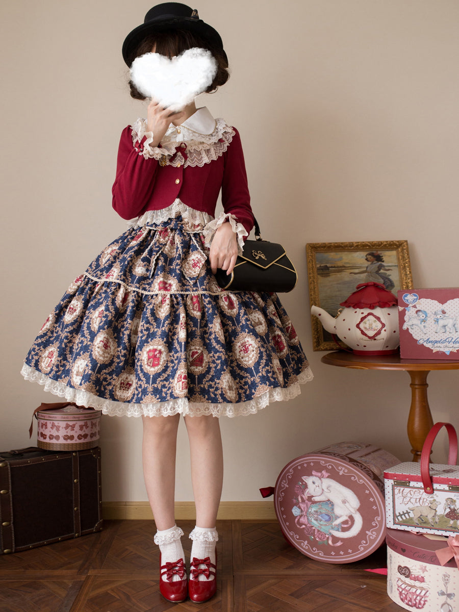 Unideer - Prelude - Elegant Lolita Bolero Jacket with Lace Ruffle Frill Burgundy bolero jacket only S