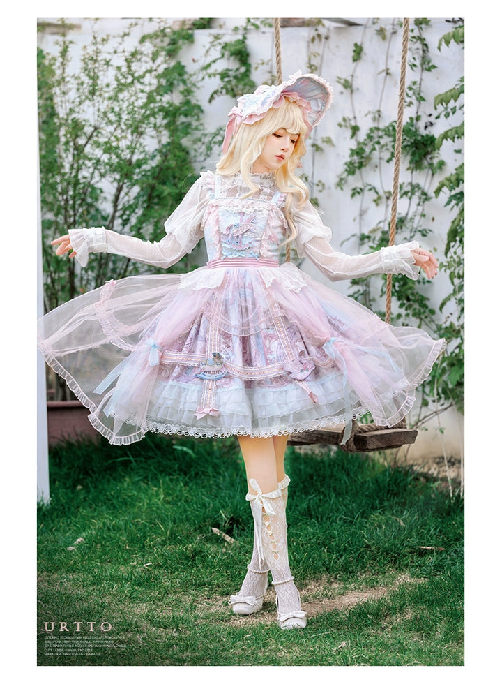 Urtto~Pegasus Park~Sweet Lolita JSK Dress Dual Color Princess Lolita Dress Set