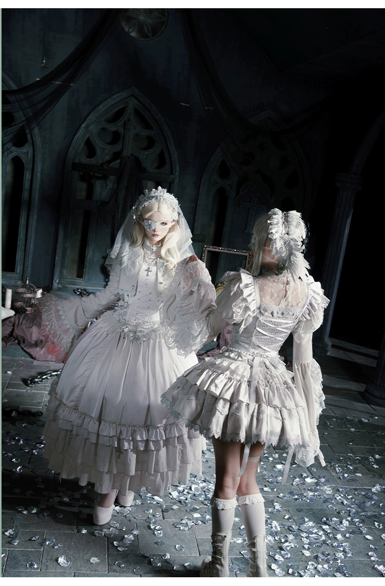 With PUJI - Letter and Poetry · Humanoid Robot - Silver Gothic Lolita Mermaid Skirt Set 43861:787637