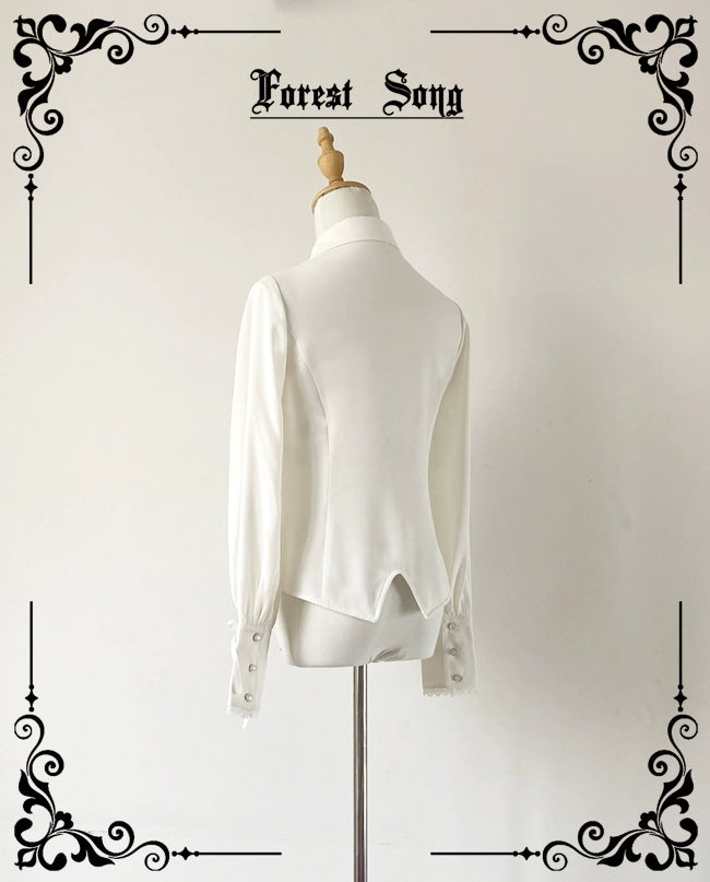 Forest Song~Griffin's Appointment~Vintage Lolita Shirt Pointed Collar Swallow Tail Shirt   