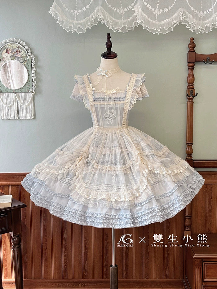 Alice Girl~Elegant Lolita Embroidered Apron with Adjustable Strap 42988:761121