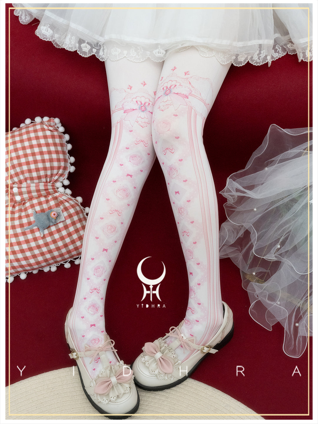 Yidhra~Sweet Entanglement~Gothic Lolita Pantyhose with Floral Prints