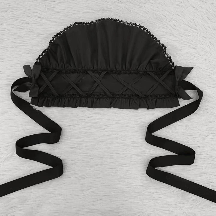 Mengfuzi~LiLith Accesspry Vintage Gothic Lolita Sleeves Bonnet Hairclips black bnt 18332:251686