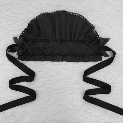 Mengfuzi~LiLith Accesspry Vintage Gothic Lolita Sleeves Bonnet Hairclips black bnt  