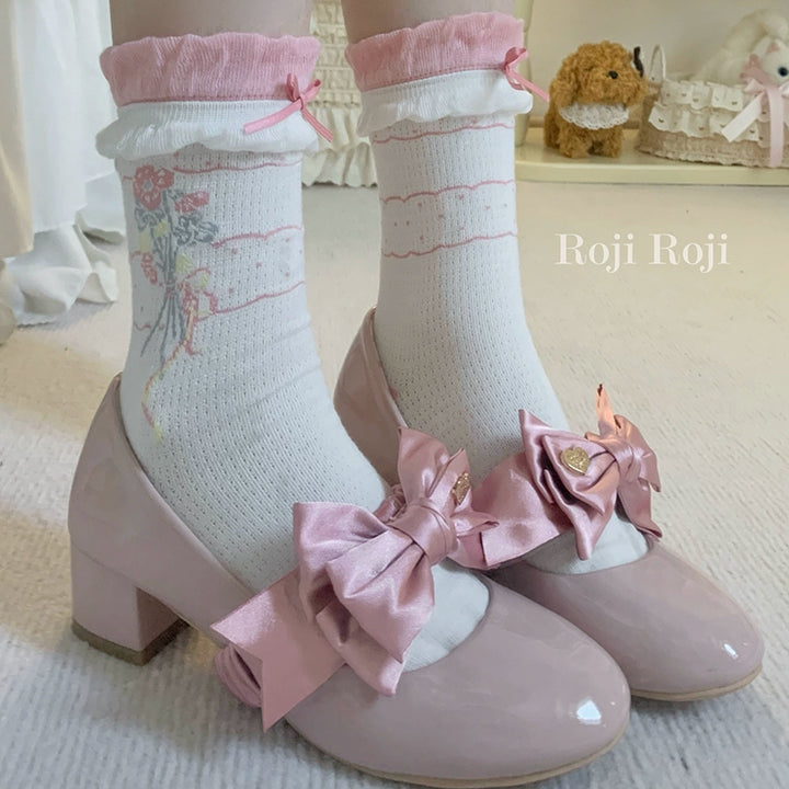 Roji Roji~Spring Floral~Sweet Cotton Lolita Ankle Socks   