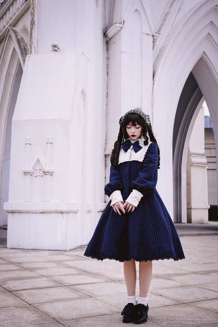 Strawberry Witch~Daily Lolita Coat Sherlock Style Lolita Coat Striped OP 34536:473226