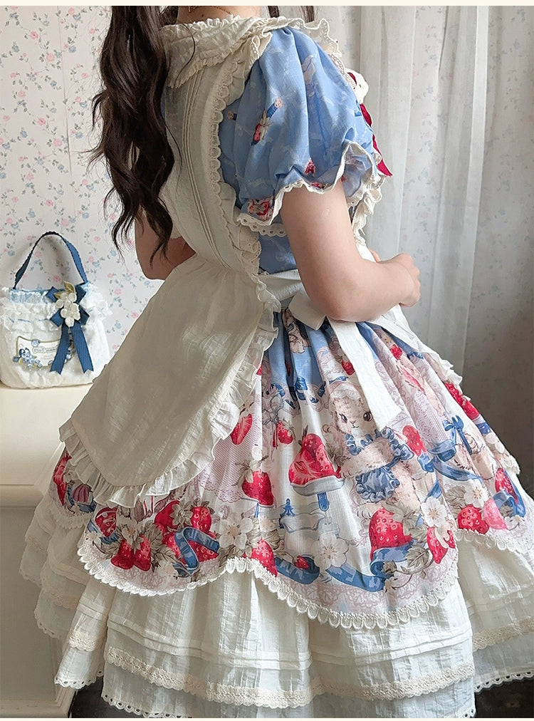 Honey Machine - Sweetheart Rabbit Berry - Country Lolita JSK & OP Dress Suit 44133:796175