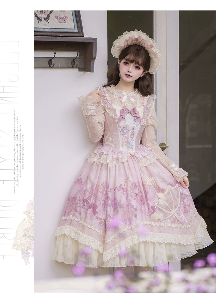 Urtto~Rain Melody~Classic Lolita Dress Set JSK OP and Accessory