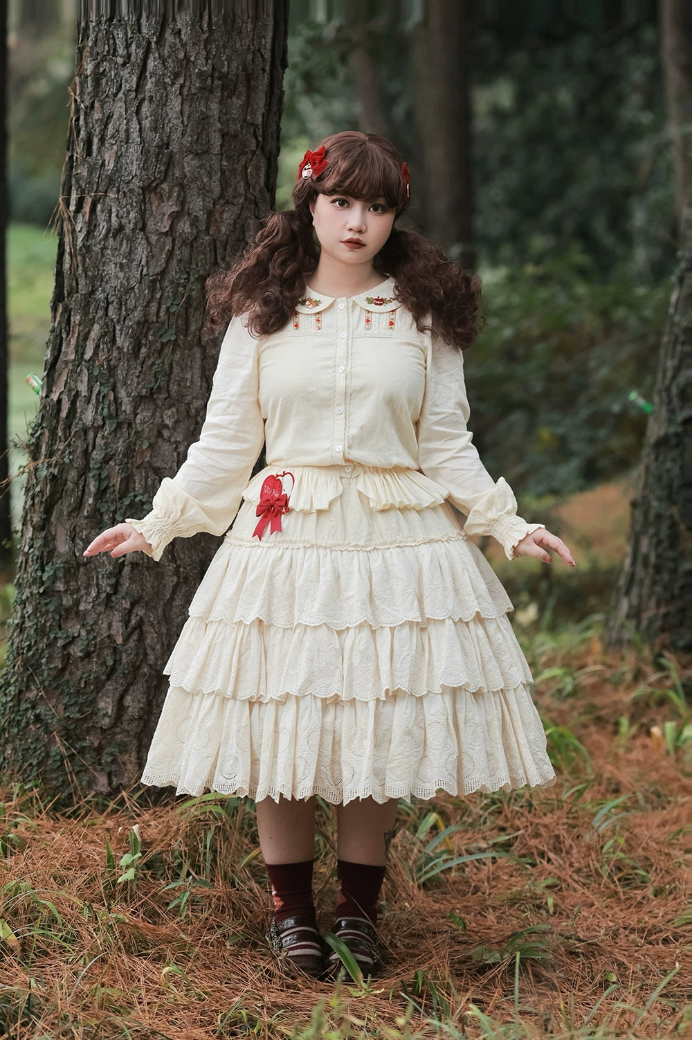 (BFM)Miss Point~Customized Lolita Skirt Embroidery Lace Cotton Lolita Skirt 31828:370818