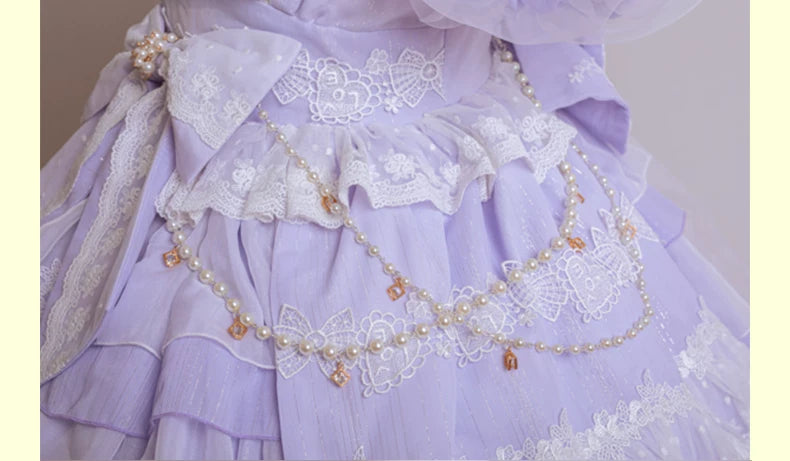 Waltz - Classic Lolita Accessories, Long Mesh Trailing Waist Chain Only Purple