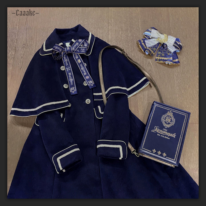 Unideer~Galaxy Traveler~Classic School Lolita Overcoat with Detachable Cape and Bow 39940:643364