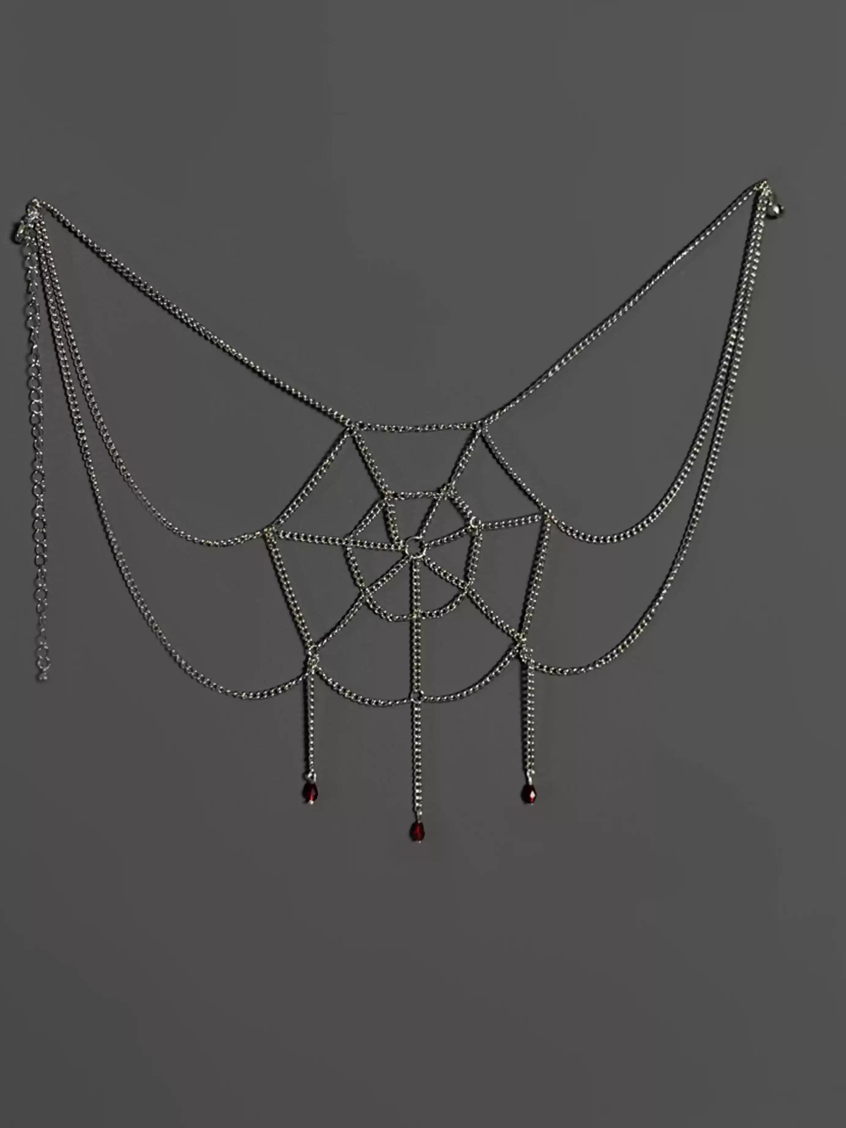 Alice Girl - Lolita Potion - Gothic Lolita Accessory Spider Web Lolita Waist Chain Burgundy