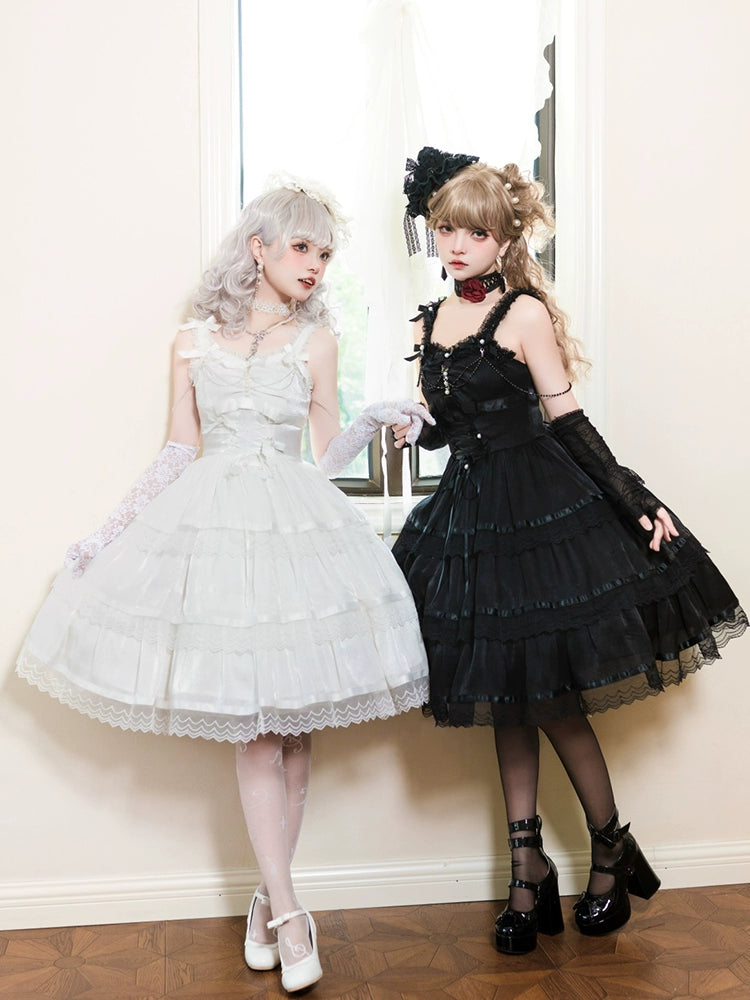 Sweet Date~Gothic Lolita JSK Wedding Dress Black and White Twin Lolita JSK   