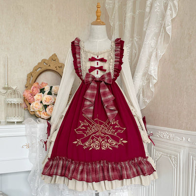 Your princess~Sweet Lolita Red OP Dress Set for Christmas S blouse+JSK 