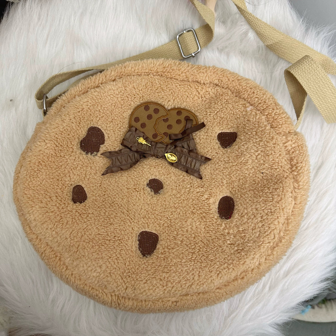 Chestnut Lolita~Kawaii Lolita Plush Bag Cookie Handbag Cake Roll with Cookie Bow Version  