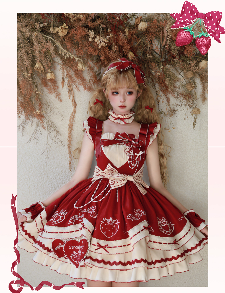 Watermelon Sparkling Water~A Berry Gift Box~Sweet Red Lolita JSK Dress   