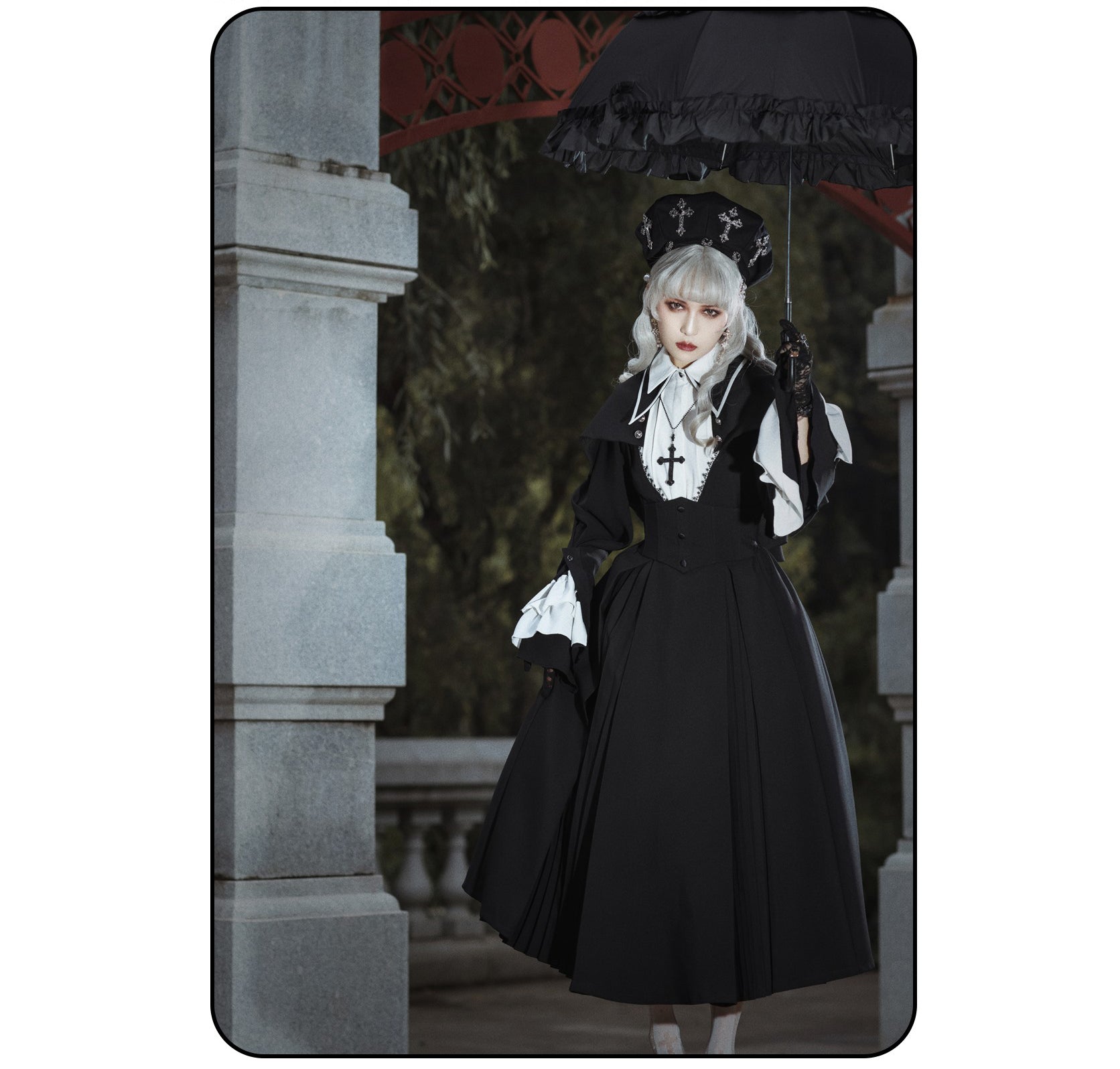 Susin Lolita~Cross Praise~Nun Style Gothic Lolita Dress and Blouse 12878:182234