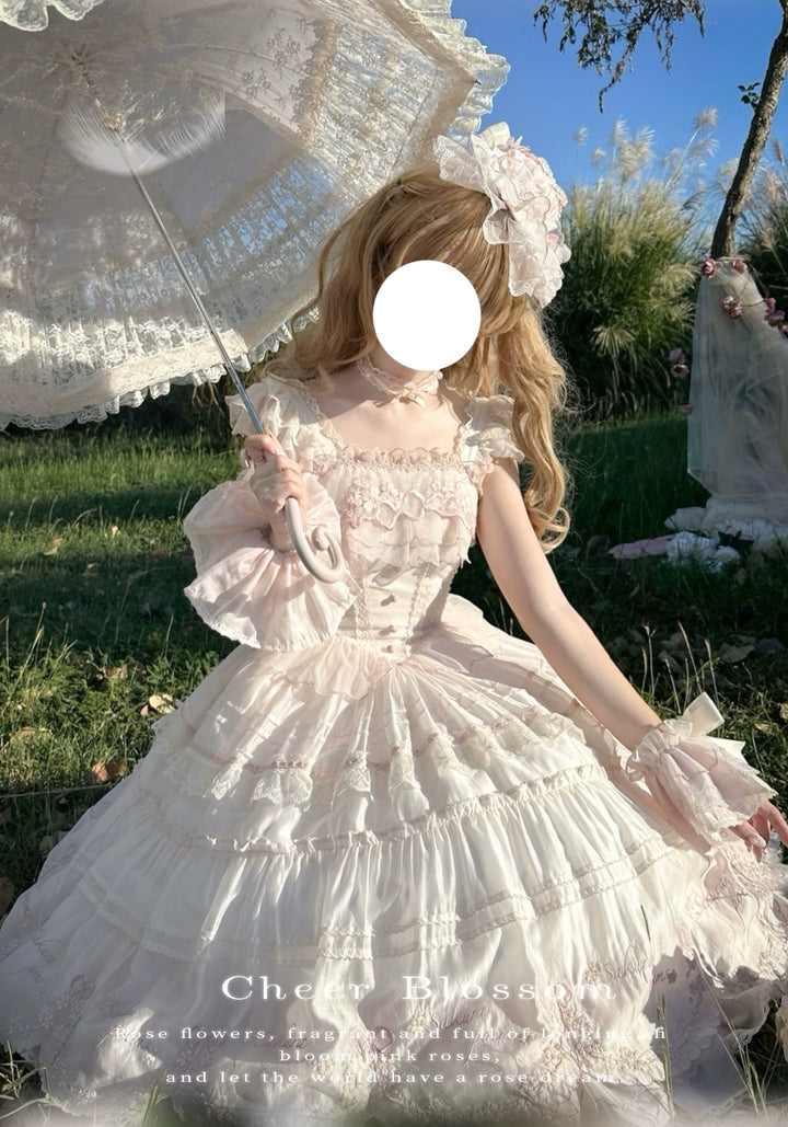 MieYe - Cherry Blossom - Pink Sweet Lolita Tiered Dress