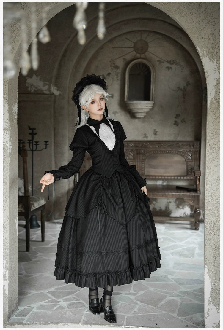 With PUJI - Night Talk - Gothic Lolita Skirt Dress Set, Batwing-shaped Accents 44188:797681