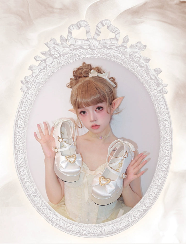 (BFM)Cheesecake~Mousse Heart~Sweet Lolita High Heel Shoes Mary Jane Love Heel Shoes   