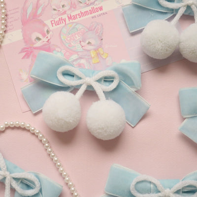 Creamy bubbles~Sweet Lolita Winter Light Blue Plush Ball Hair Clip and Brooch   