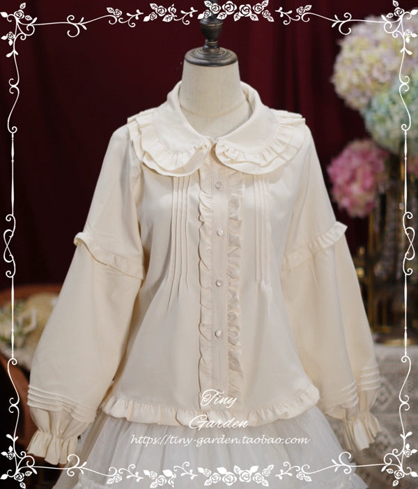 Tiny garden~Cute Lolita Blouse Long Sleeve Lolita Shirt M Ivory(Four-sided elastic) 