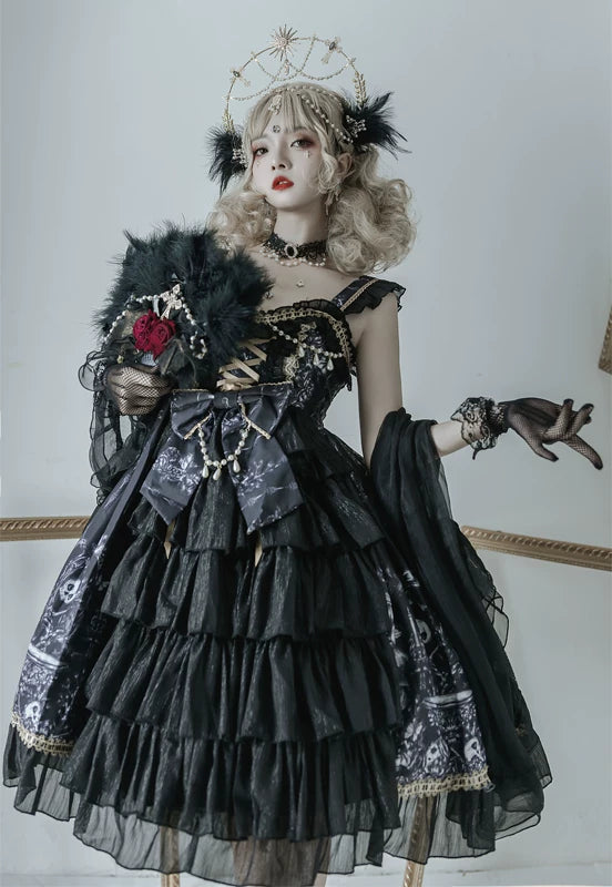 Dragon Witch - Printed Gothic Lolita JSK Dress, Front Opening