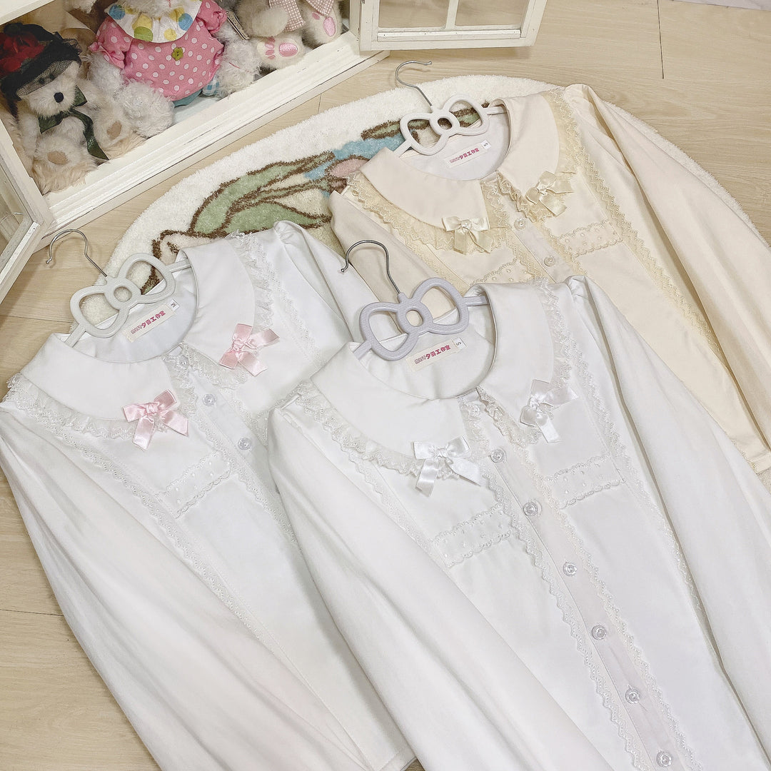 MIST~Grace Deer~Sweet Lolita Blouse with Peter Pan Collar and Long Sleeves