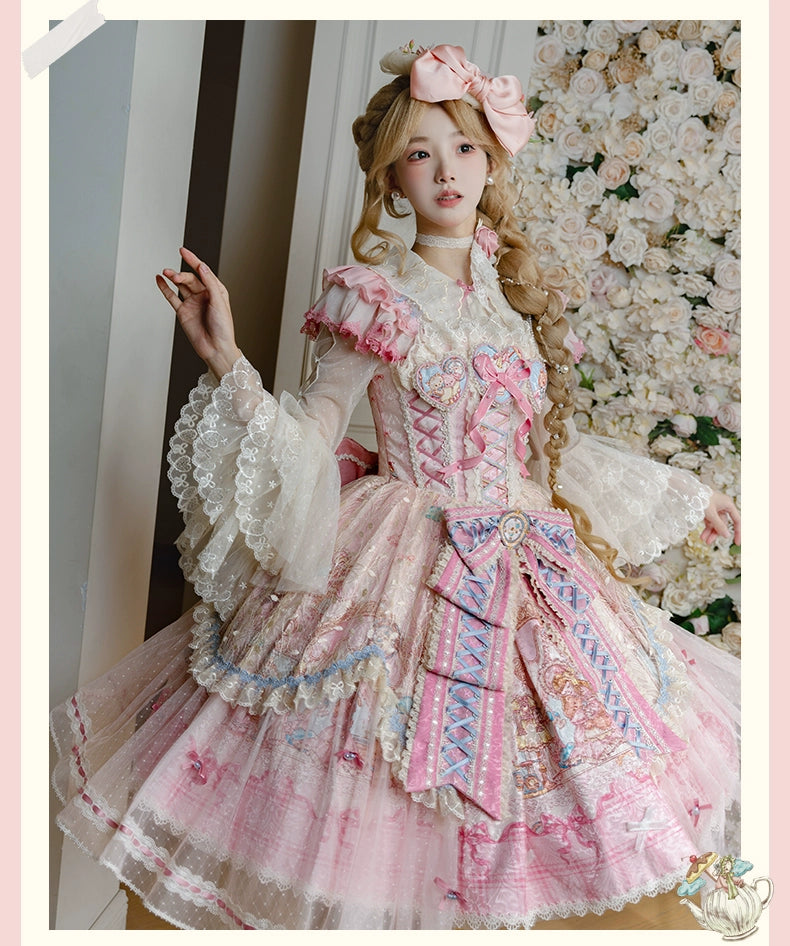 YingLuoFu - Doll Fantasy Box - Sweet Lolita JSK Dress & Tulle Blouse Set 44261:801478