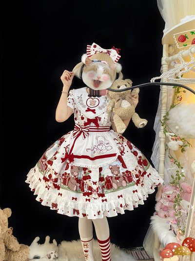Sunny~Strawberry Gift Box~Kawaii Lolita JSK and OP Dress OP S 