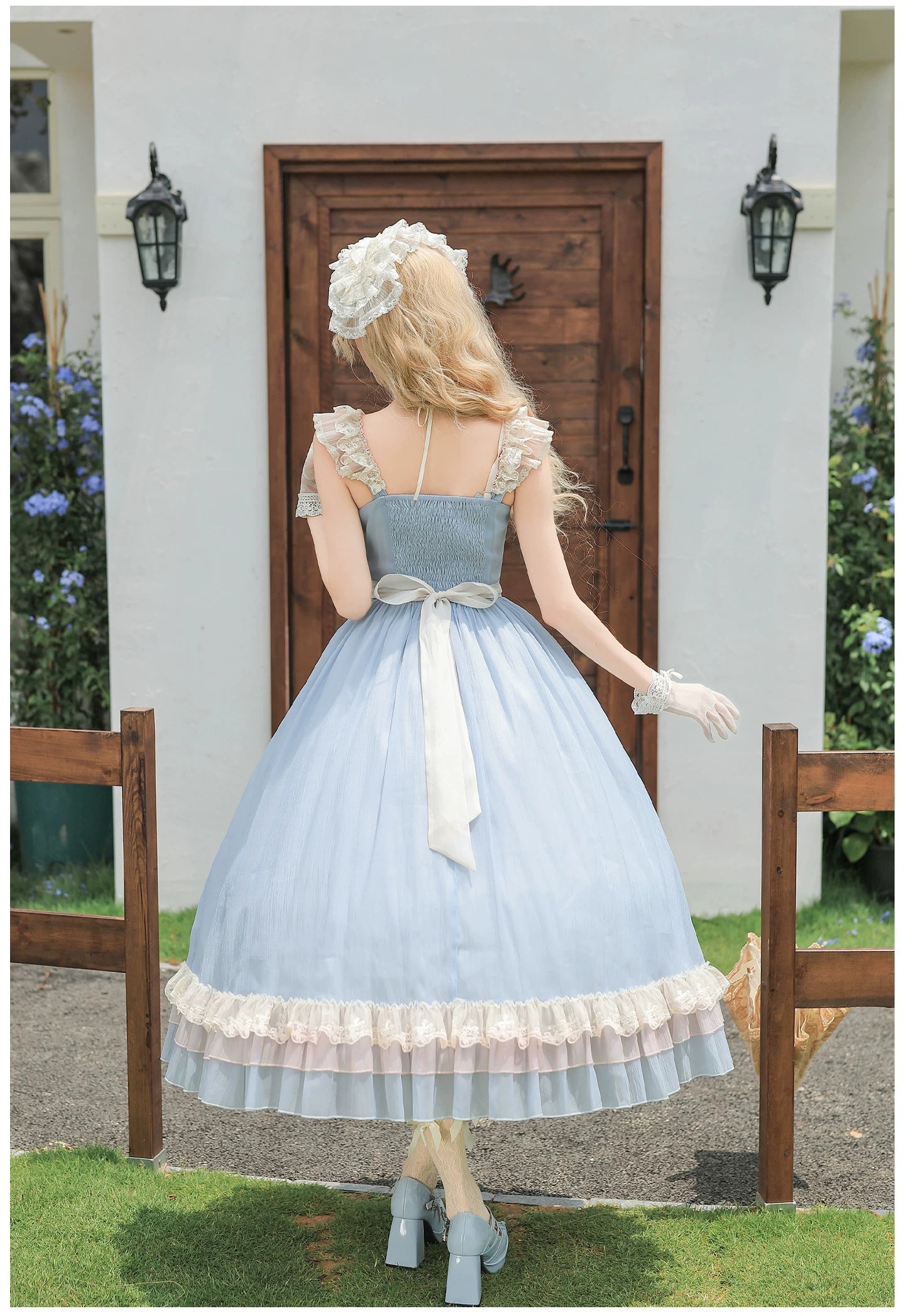 Island Diary - Classic Lolita Flutter Sleeve JSK Dress, Ruffled Lace 45533:855157