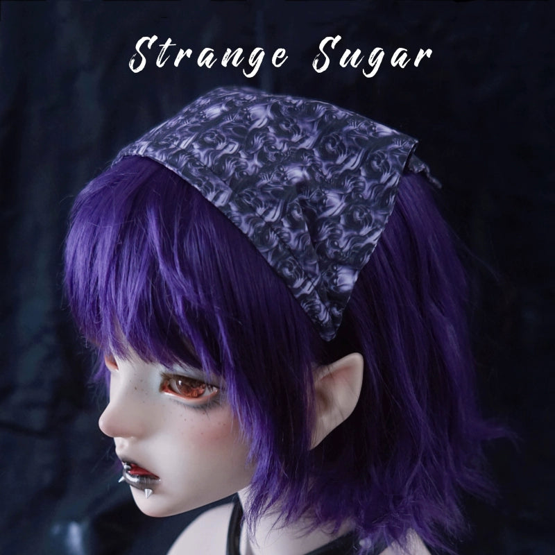 Strange Sugar~Gothic Lolita Triangular Scarf Purple Plaid Lolita Headdresses Purple skull  
