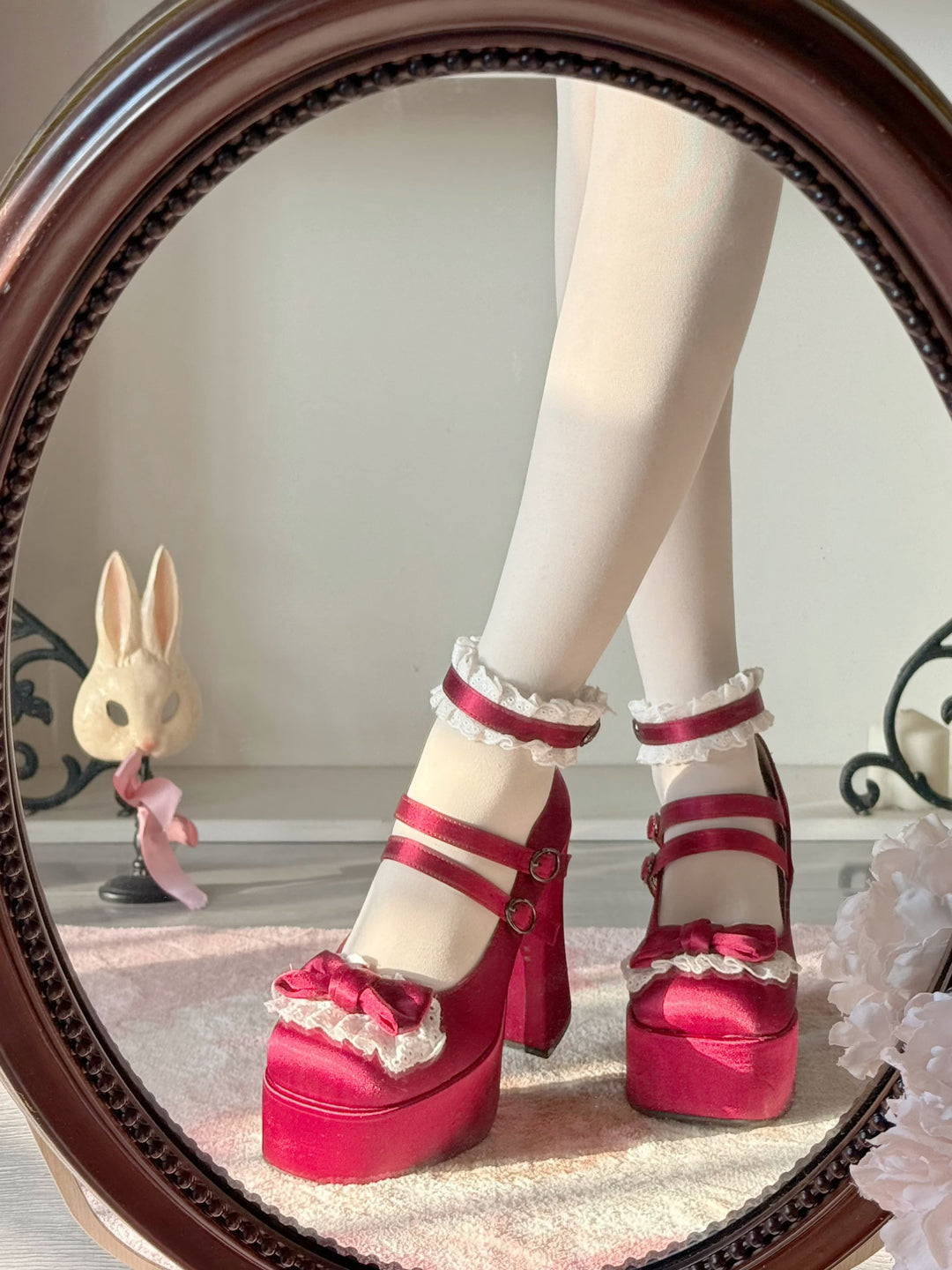 Pure Tea For Dream~Otome Fairy Tale~Sweet Lolita Shoes High Platform Satin Heels