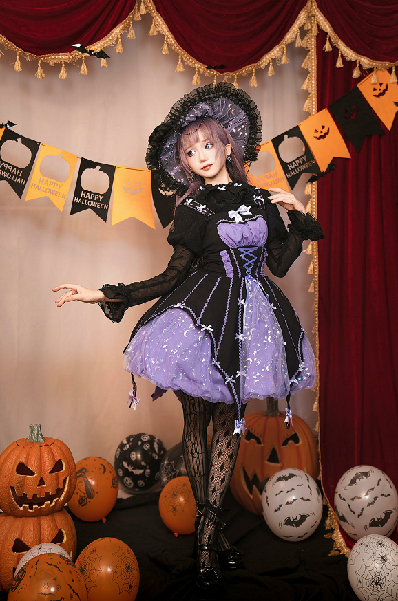 Lemon Honey~Halloween Gothic Lolita Jumper Dress Pumpkin Dress