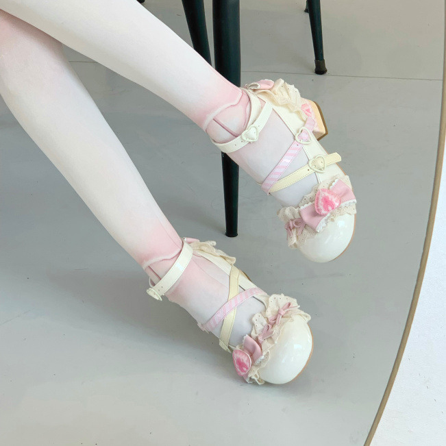Aimee - Strawberry Limited 2.0 - Sweet Lolita Mary Jane Heel Shoes Milky White 34