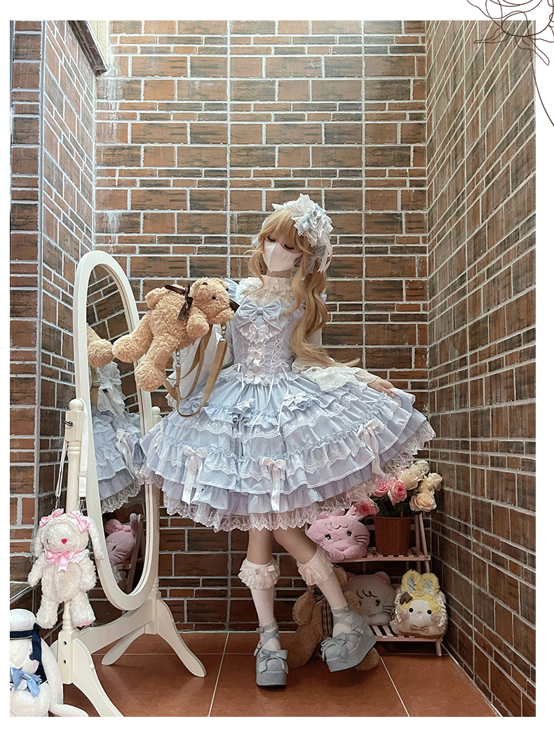 ZhiJinYuan~Love Notebook~Old School Lolita JSK Dress Vintage Doll Tiered Skirt