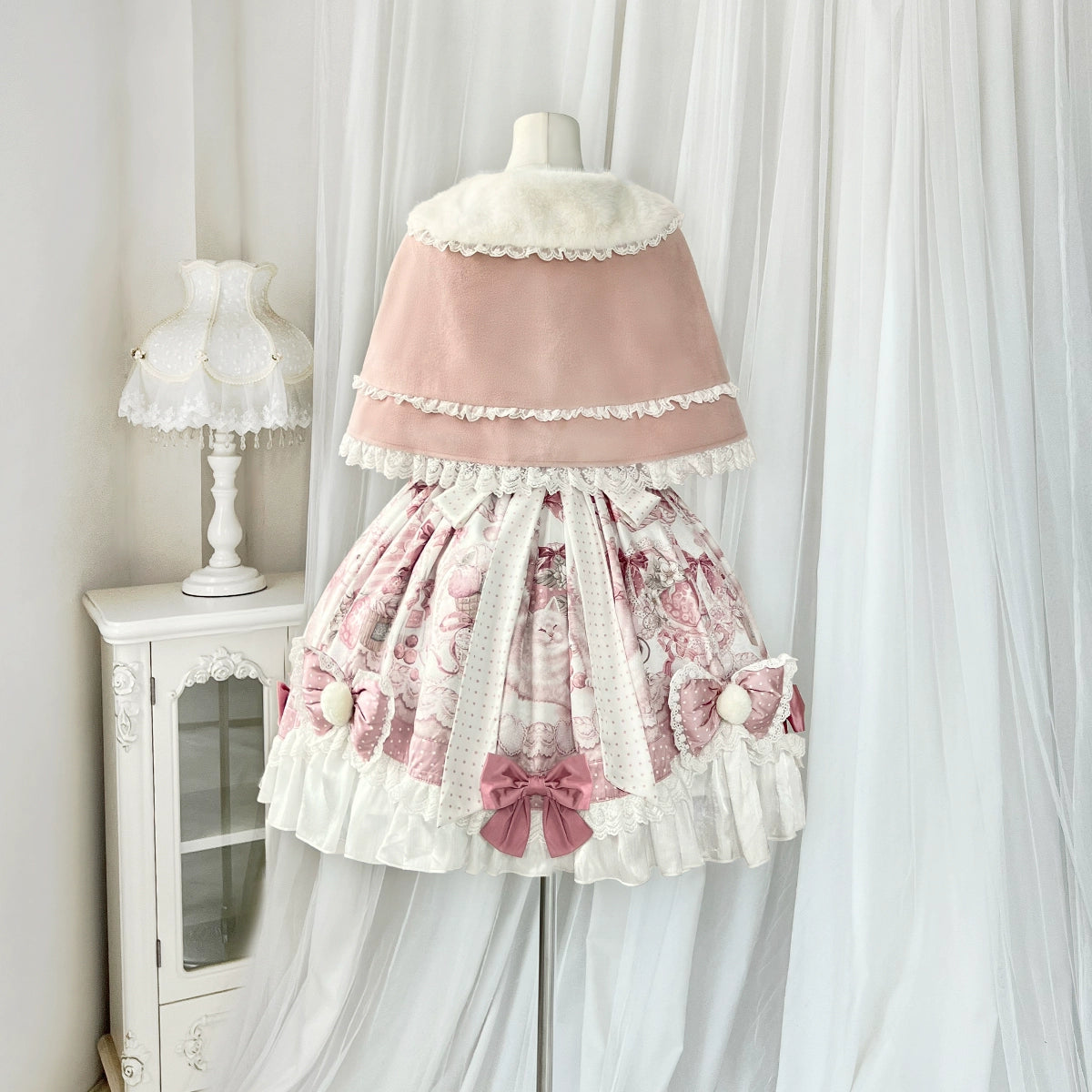 Matutu - Dessert Catlets - Sweet Lolita JSK, Strawberry And Cat Prints