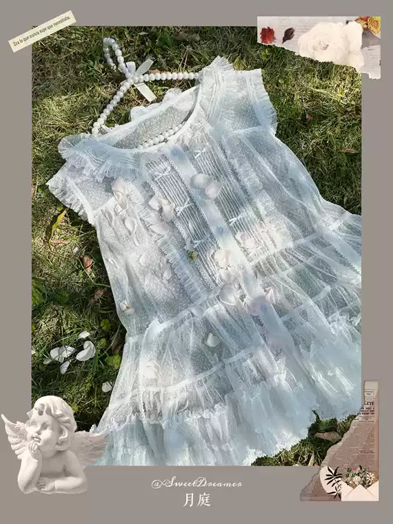 Sweet Dreamer~Antique Wall~Classic Vintage Lolita Vest Tulle Polka Dot Vest 41474:699056