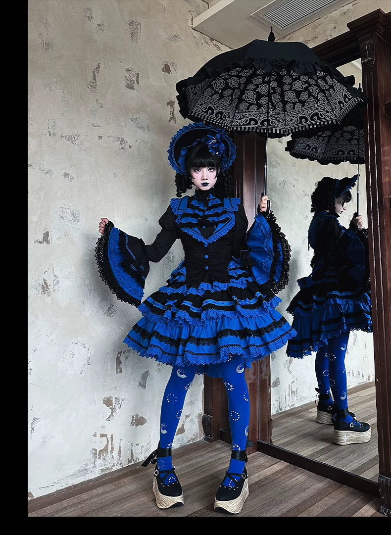 Nightmare - Gothic Lolita Ruffled Blouse and Tiered Skirt Set 45439:852771