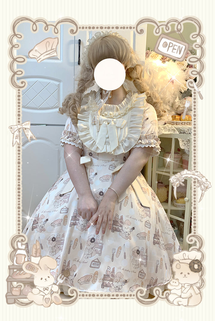 Naomistudio~Cartoon Dogs~Sweet Lolita OP Bows Dress Plus OP   