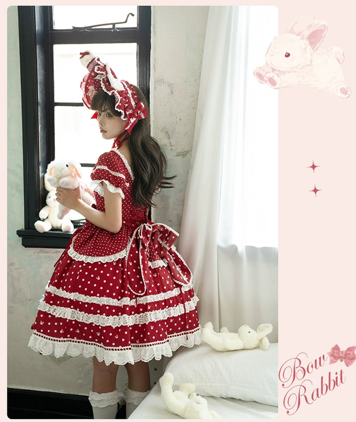 Mademoiselle Pearl~Bow Rabbit~IP Collab Sweet Lolita OP in Multiple Styles 43054:763676
