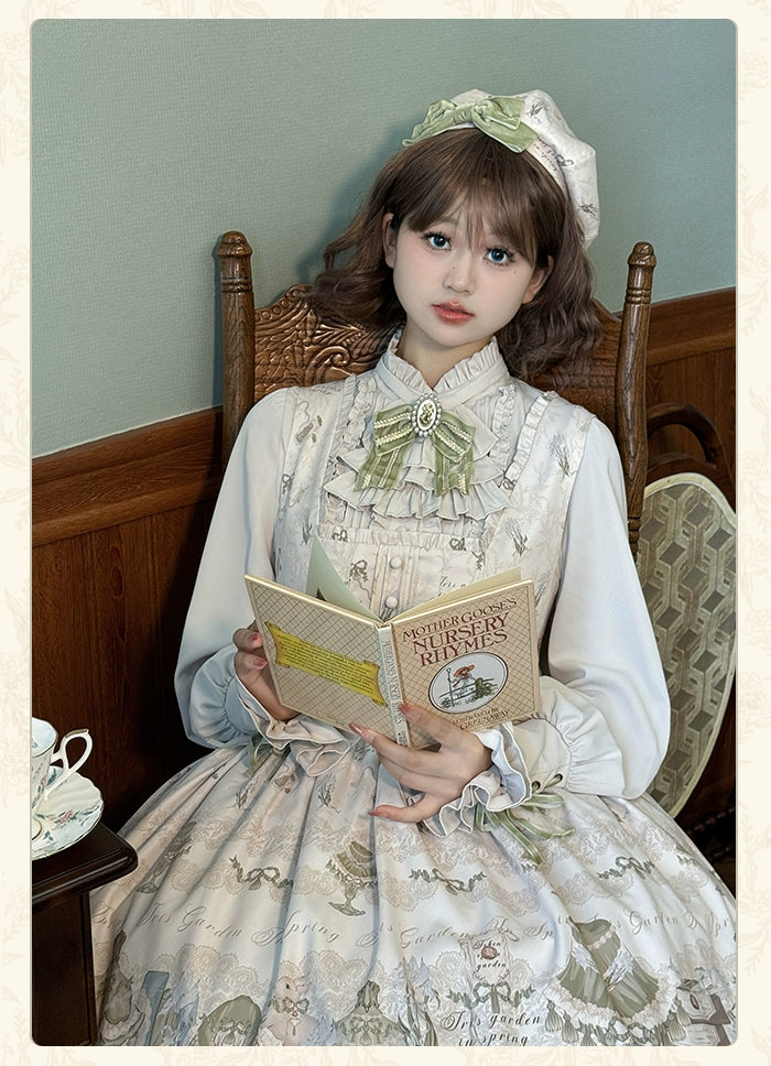 Alice Girl~Iris Study Room~Elegant Lolita JSK Classic Lolita Dress With Square Neck   