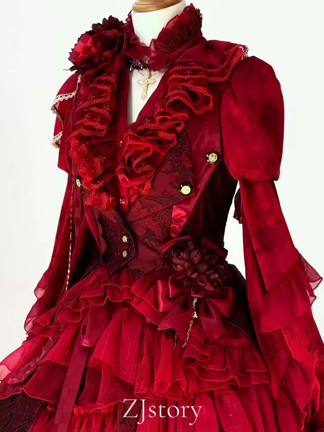 Genesis and Armageddon - Gothic Lolita High-low Hem Shirt, Boning SK 44737:820857