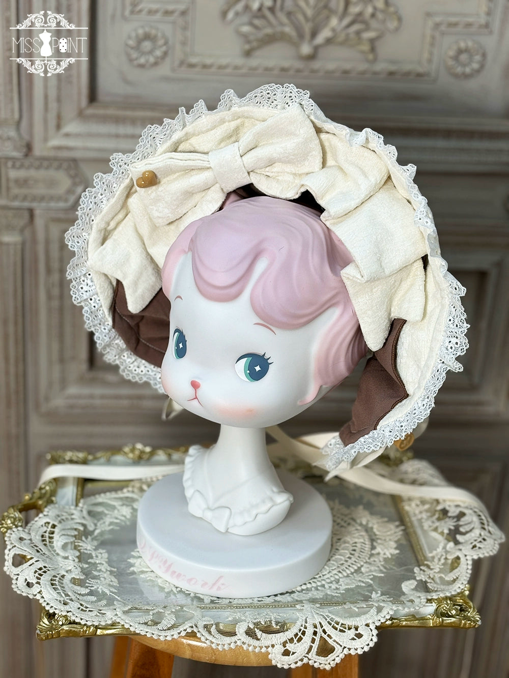 Miss Point - Classical Chocolate - Classic Lolita Accessory Bowler Hat BNT Beret Jabot 40816:677422