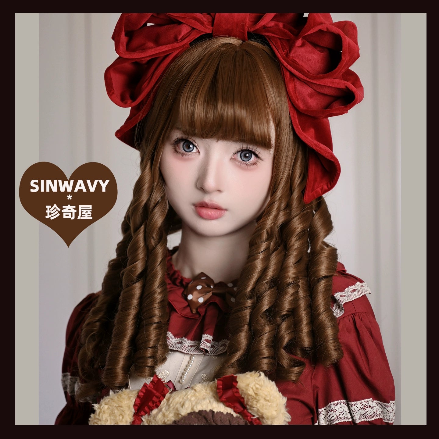 Sinwavy - Doll-like Roman Curl Lolita Wig, Straight Bangs 44137:797032