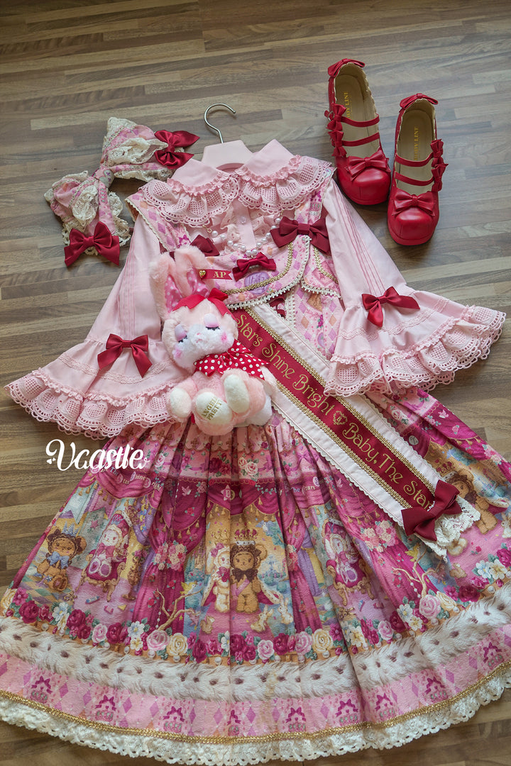 Vcastle~Sweet Crepes~Sweet Lolita Shirt with Princess Sleeves and Bow Chain 42109:726600