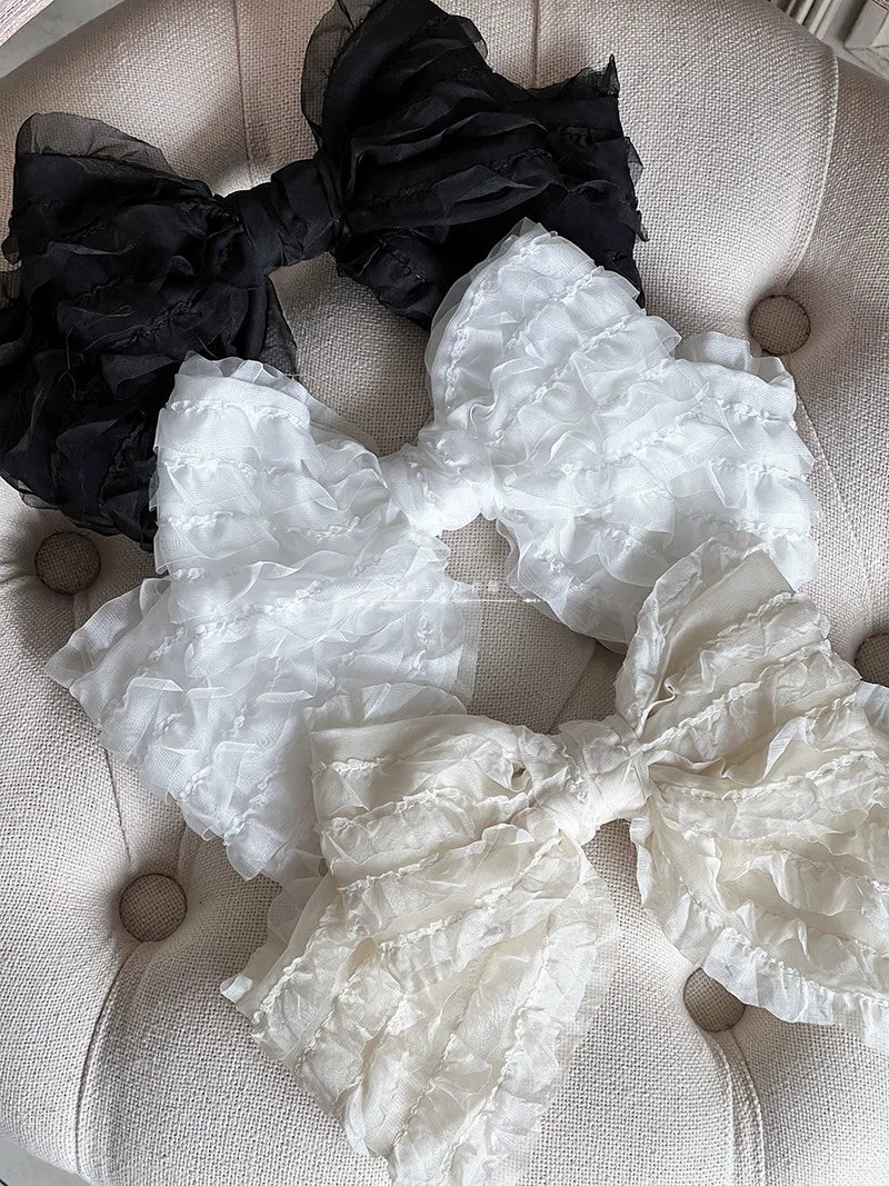 MAID - Spring of Mist - Sweet Lolita Bow Hairclip Bowler Hat KC A Black Bow Hairclip Only