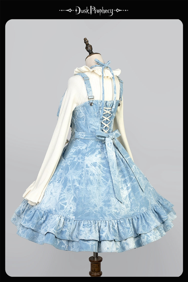 DuskProphecy~Egret 2.2-3.1 Version~Sweet Lolita Denim JSK Bust-Supporting Dress