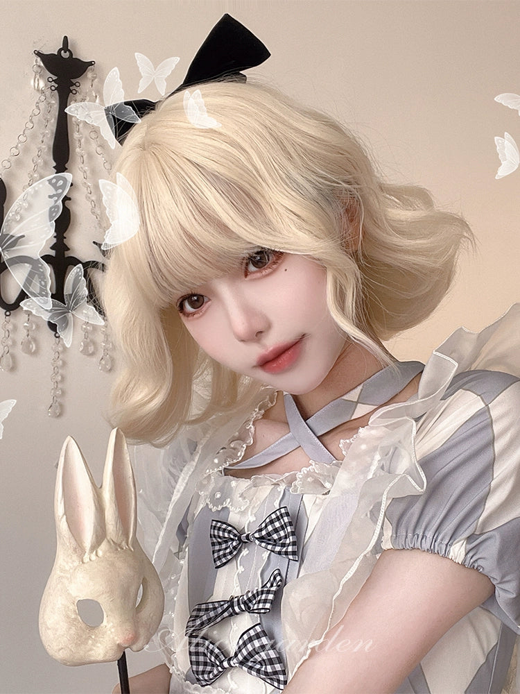 Alicegarden - Sweet Lolita Wigs Short Curly Platinum Color Wigs