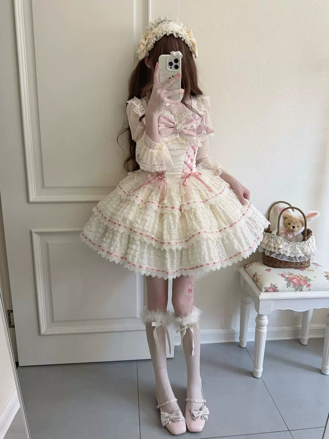 Floral Elegy - Sweet Lolita JSK Dress, Tiered Hem